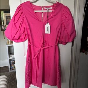 English Factory Puff sleeve mini dress- size Medium- Pink